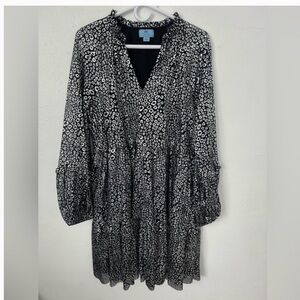 CeCe Leopard Print dress in Black and metallic